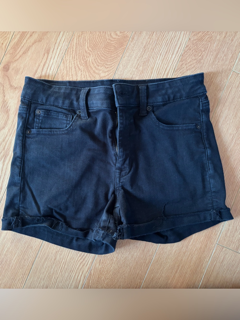 American Eagle Outfitters Black Denim Cuffed Jean Shorts